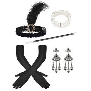 5PCS 1920s Accessories Flapper Great Gatsby Vintage Retro Costume Set NEW